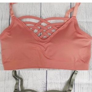 Zenana Peach / Pink strappy Bralette Sz L/XL